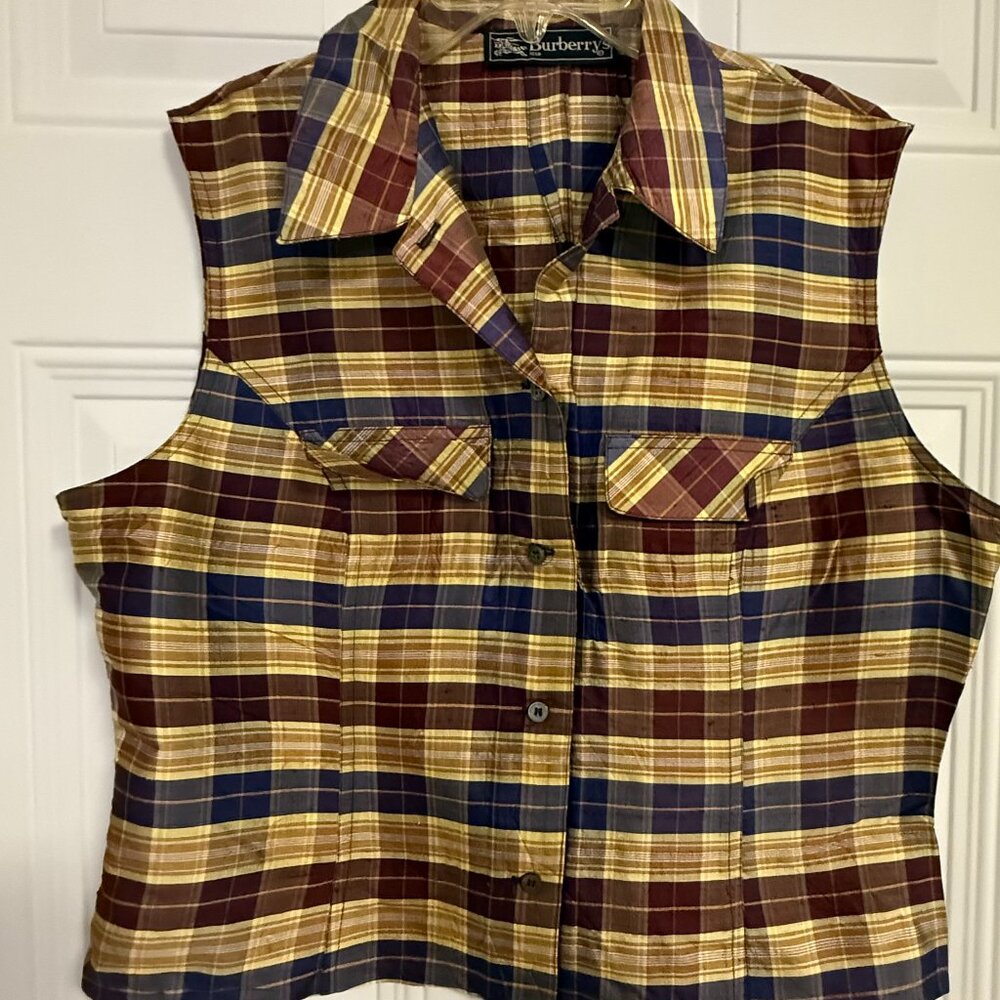 Burberrys Silk Blouse SZ 14 Nostalgia Quiet Luxury‎ Chic